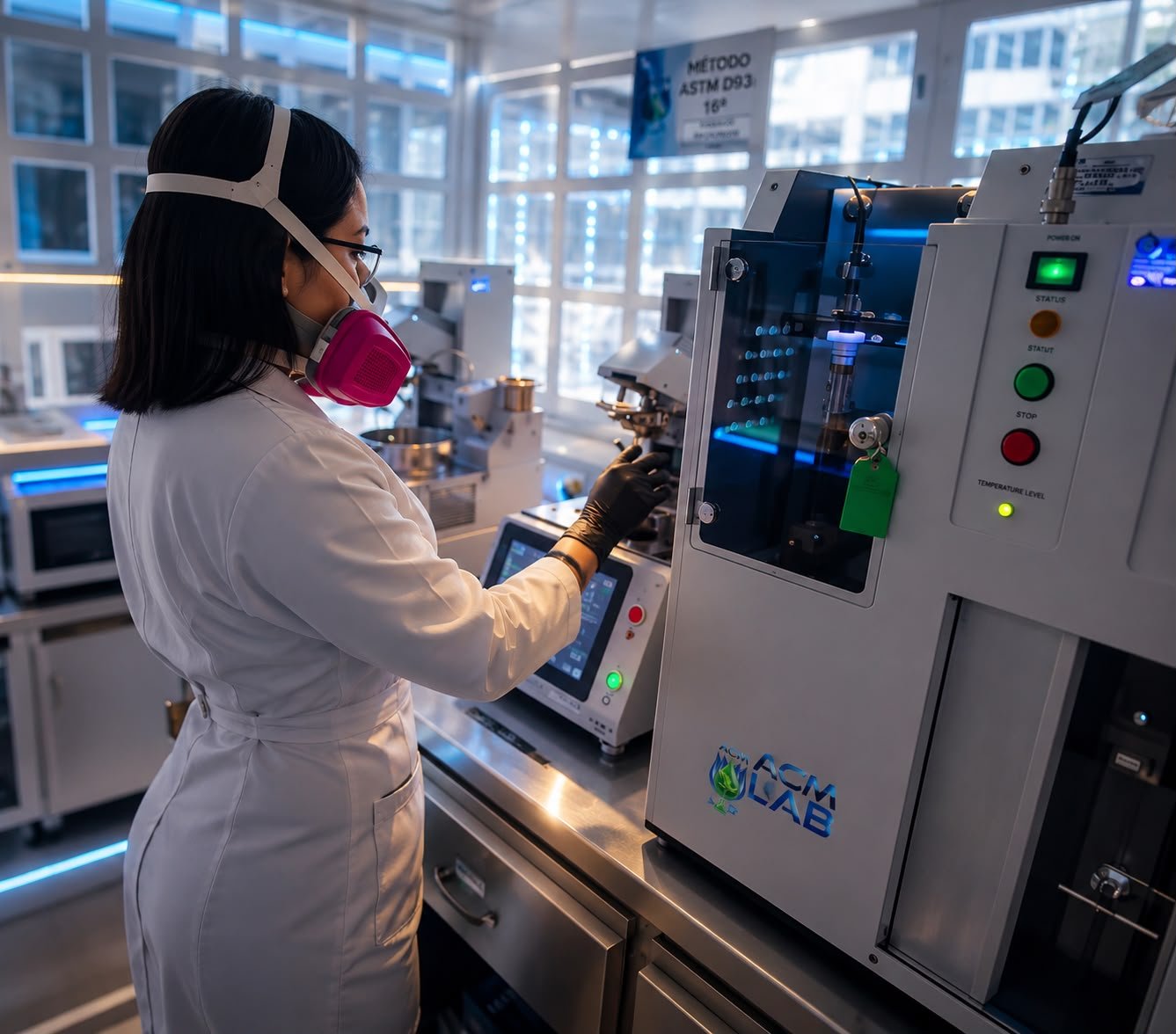 Laboratorio de química con equipos ASTM